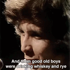 Animated GIF of Don McLean singing "And them good old boys were drinking whisky and rye"